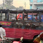 রাতভর ককটেল বিস্ফোরণ, বাসে অগ্নিসংযোগ