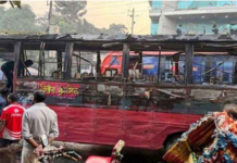 রাতভর ককটেল বিস্ফোরণ, বাসে অগ্নিসংযোগ